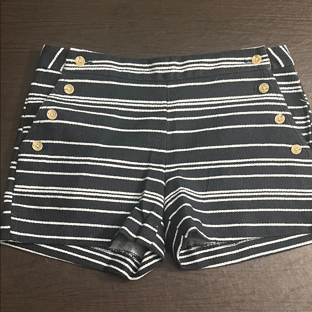 Banana Republic Black and White Striped High Waist Shorts